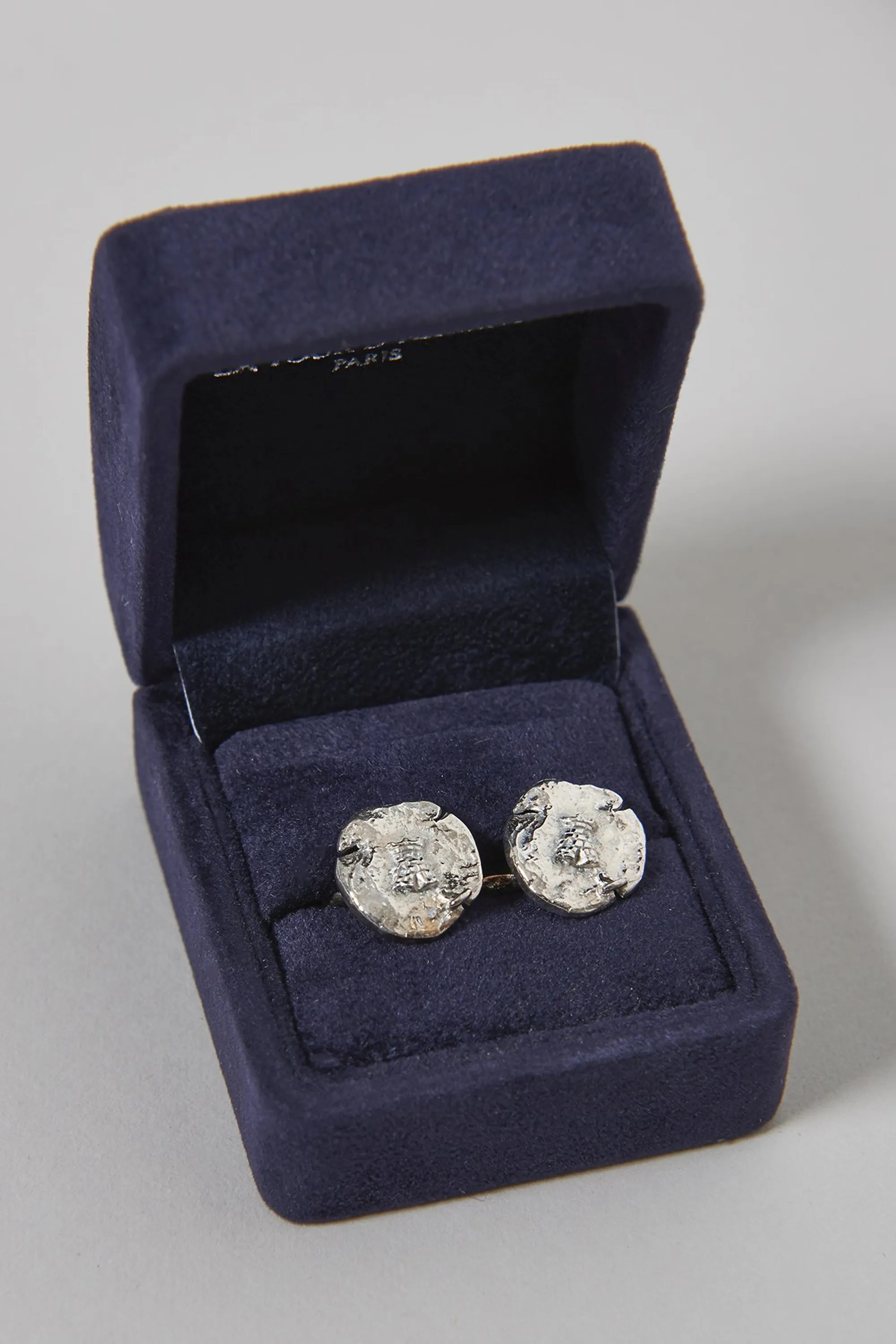Paire De Boutons De Manchette Vintage En Argent Massif (sterling) - Relief étoile, Référence B174